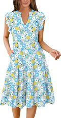 ANRABESS Womens Summer Dress Ruffle Sleeve V Neck Midi (Style HNKZ)