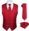 Paisley Floral Jacquard Waistcoat Tie Set - Formal Vest