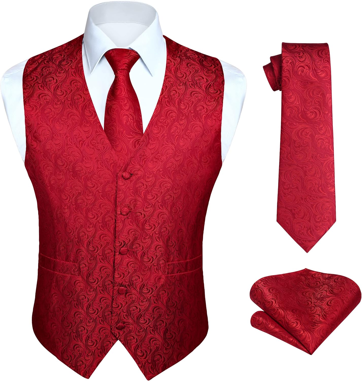 HISDERN Men's Vest Tie Set for Weddings and Formal Events