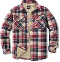 Mens Sherpa Lined Cotton Flannel Shirt Jacket Plaid Button Up