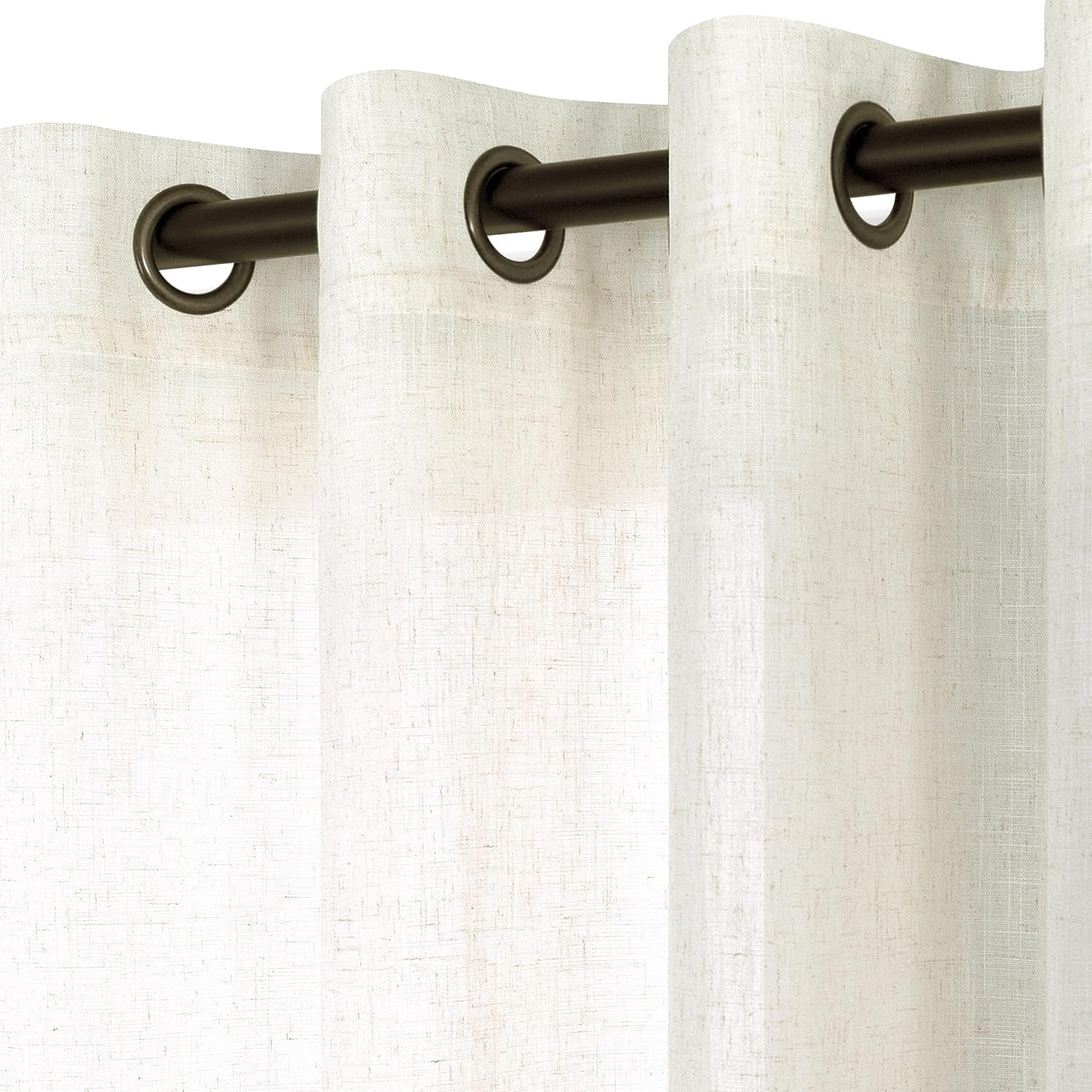 KOUFALL Linen Window Treatments Sheer Curtain Panels for Living Room