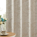 Beauoop Beige Floral Jacquard Blackout Curtains 96 in - Luxurious