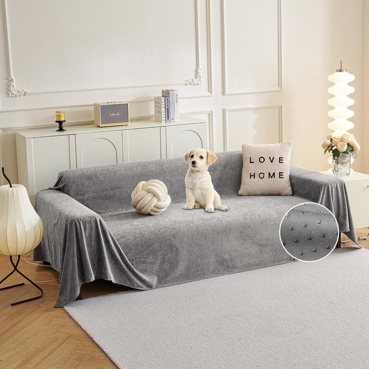 MYSKY HOME Couch Cover for 3 Cushion Sofa, Non Slip Protector