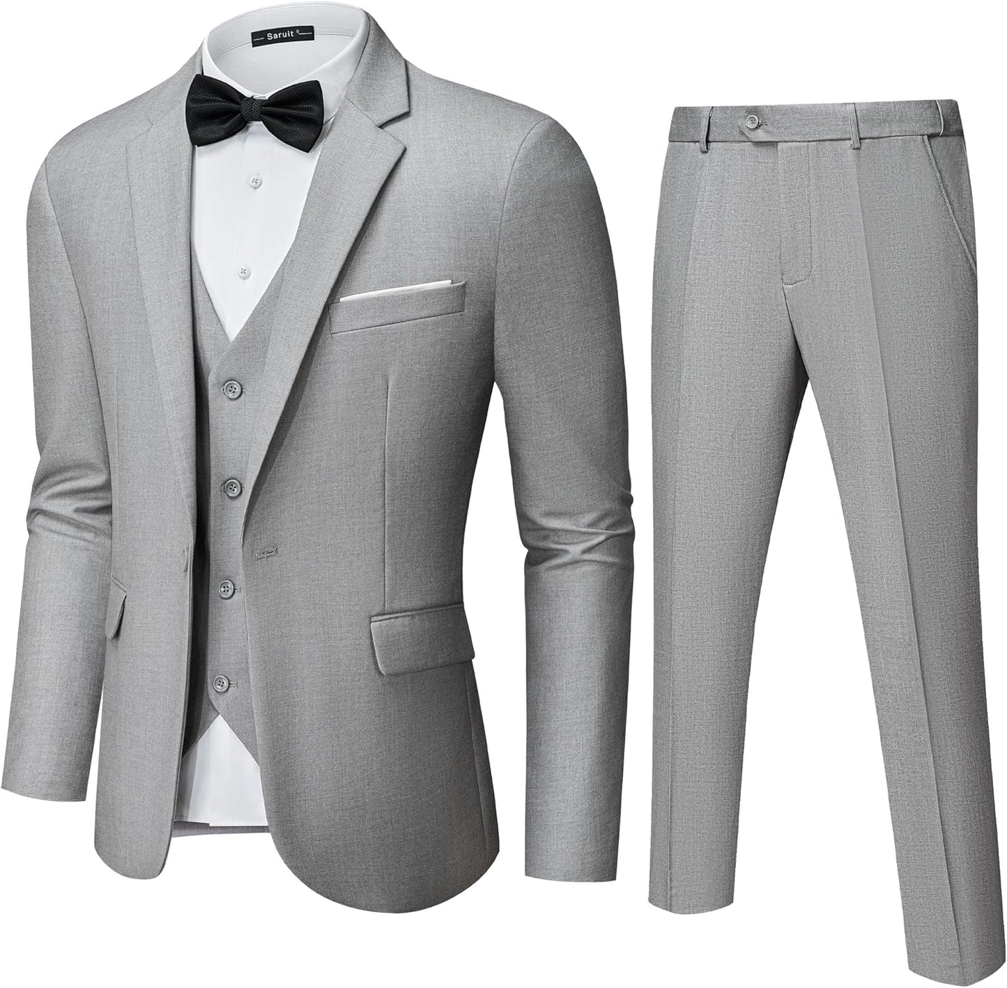 Mens Suit Tuxedo Set Slim Fit 3 Piece Blazer Vest Pants
