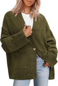 Women Oversized Chunky Knit Cardigan Sweater - V Neck Cozy