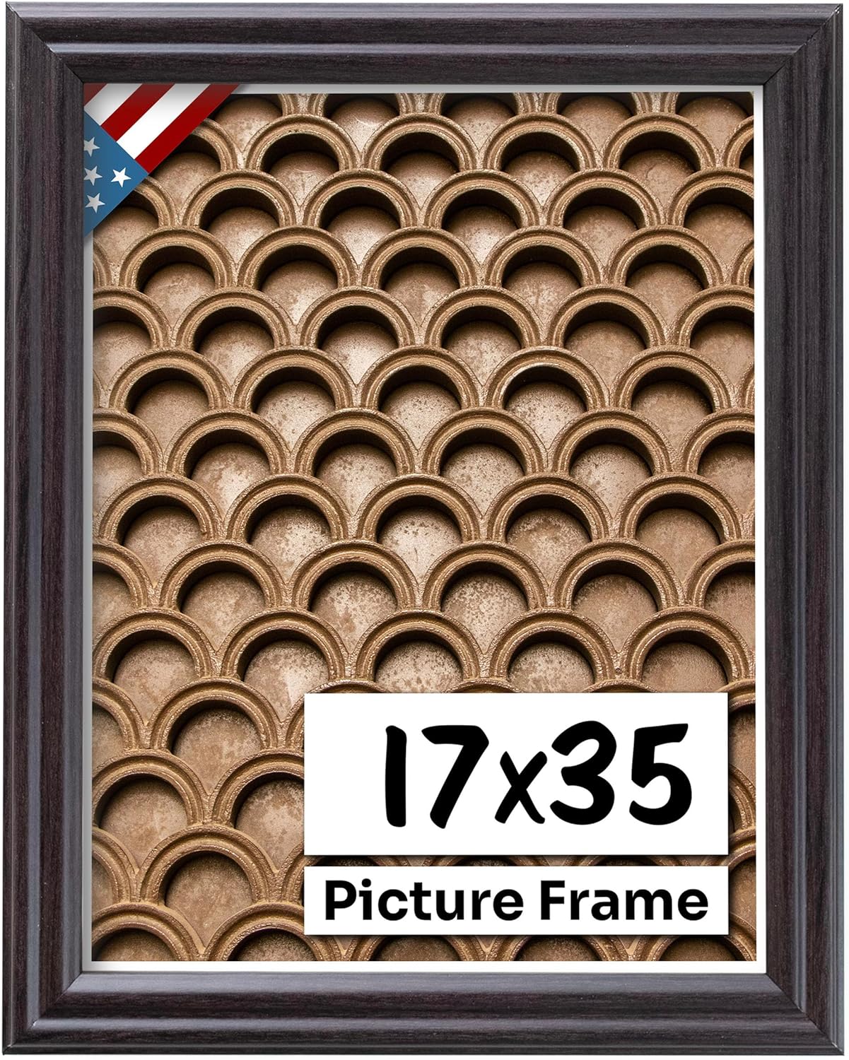Coffee Brown 17x35 Picture Frame with UV-Blocking Plexiglass