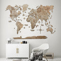 Handmade 3D Wood World Map Wall Art Medium Terra - Track Travels