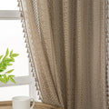 Boho Semi Sheer Curtains 2 Panel Tan 72 in Length - Light Filtering