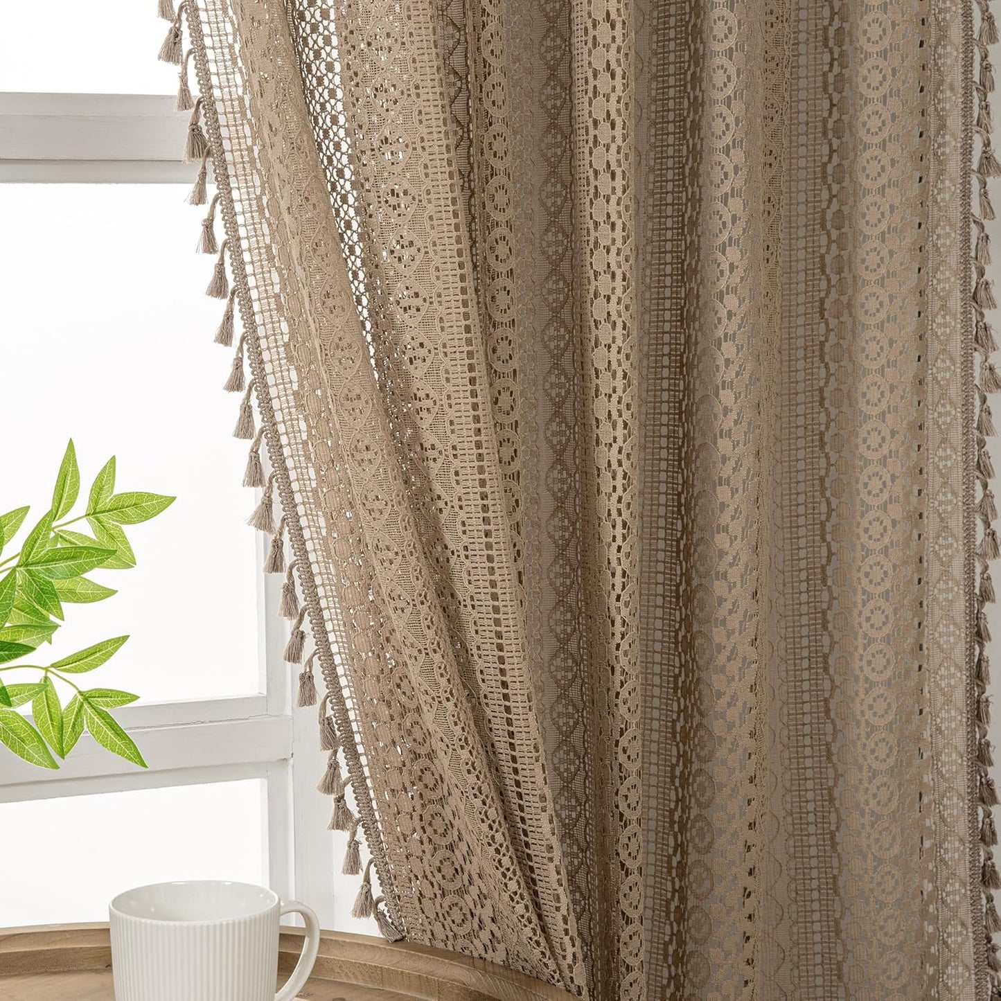 Crochet Boho Cotton Lace Curtains for Bedroom and Living Room