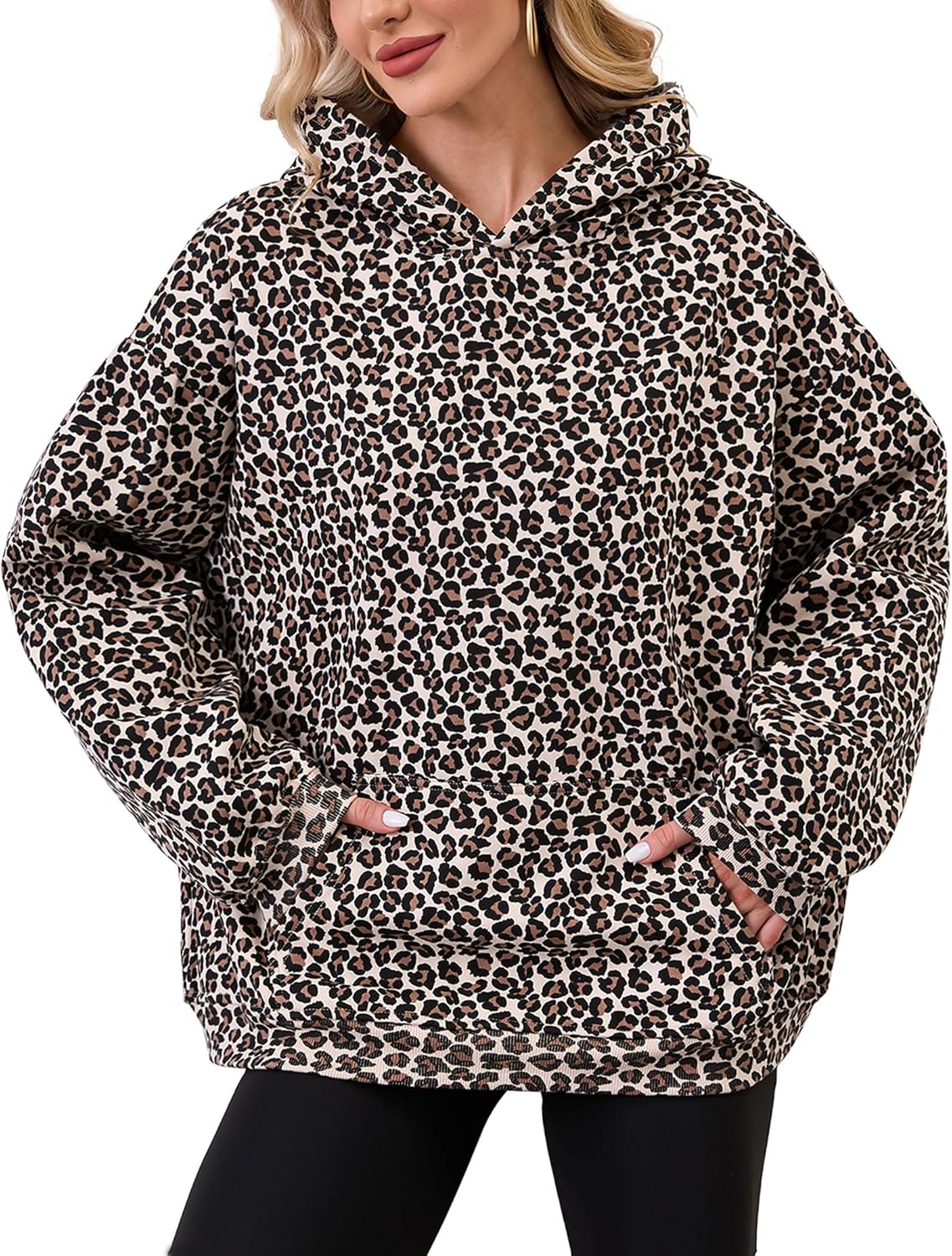 Womens Camo Hoodies with Maple Leaf Print for Cozy Style