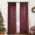 Burgundy Curtains 84 in Long 2 Panels - Vintage Maroon Linen Look