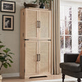 72 Tall Kitchen Pantry with Natural Rattan Doors for Storage