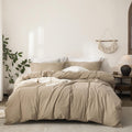 Linen Feel Duvet Cover King Size 104in x 90in - Soft Washed Cotton