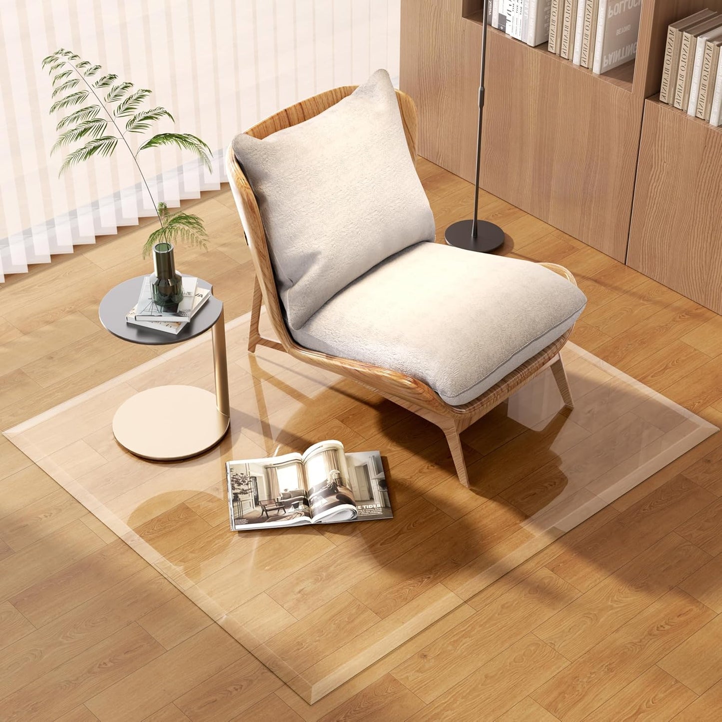 Tempered Glass Chair Mat 50 x 44 Beveled Edge for Office Use