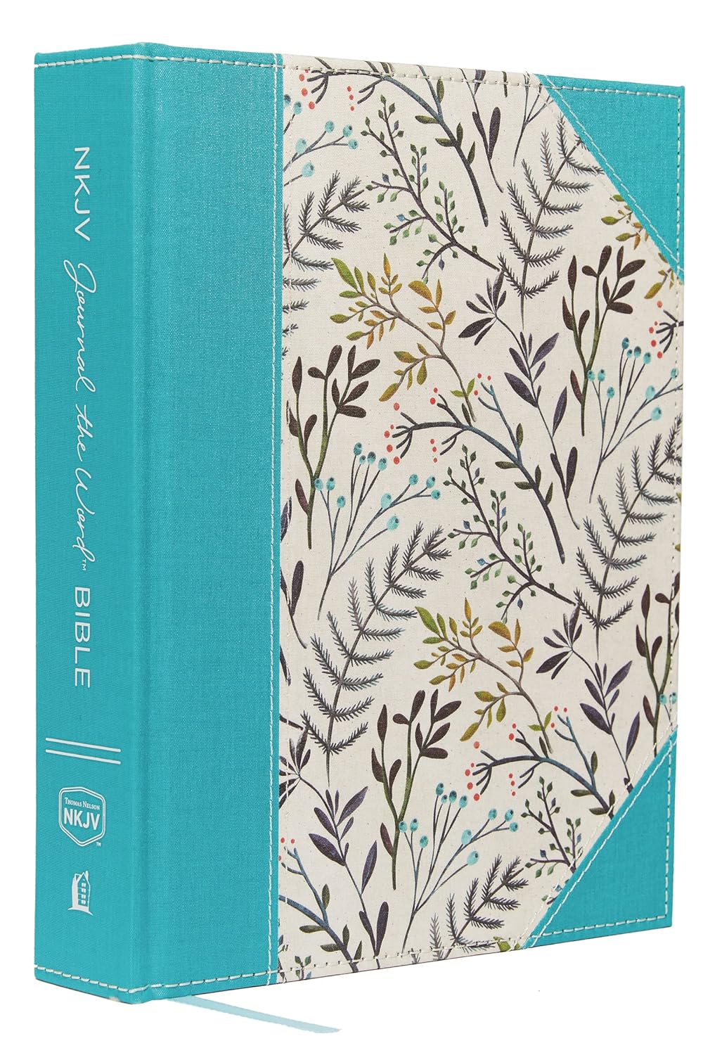 NKJV Journal the Word Bible Large Print Blue Floral Design