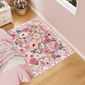 DUKINO 3x4 Area Rug - Lightweight Non Slip Washable Floral Rug