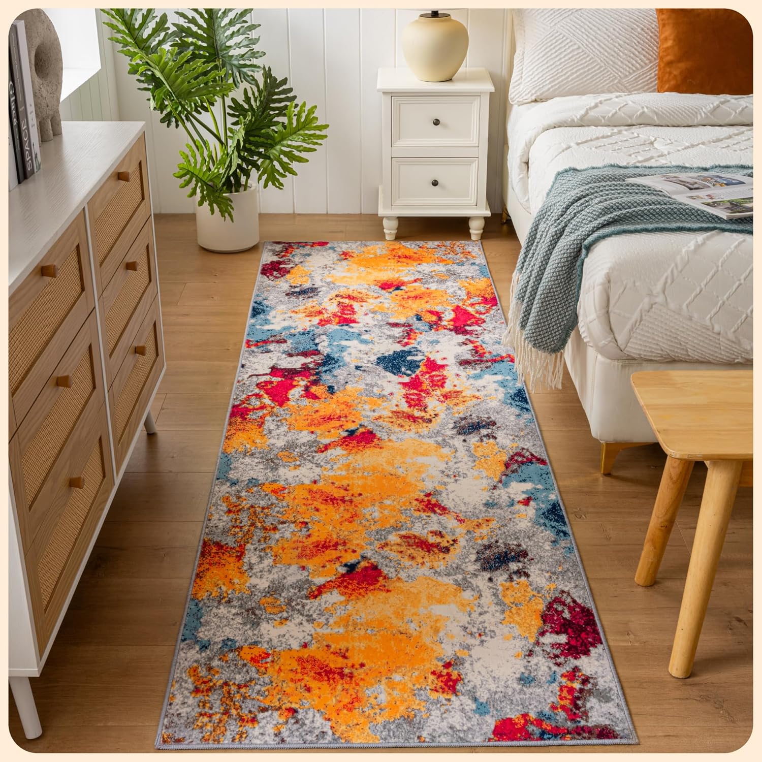 Istana Hallway Runner Rug 2.5x8 - Stylish Non Slip Washable Rug