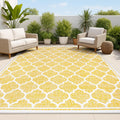 8x10 Yellow/Cream Moroccan Trellis Indoor Outdoor Rug - Easy-Clean