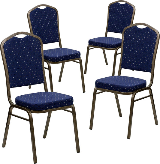 HERCULES Series Crown Back Stacking Banquet Chair in Navy Blue