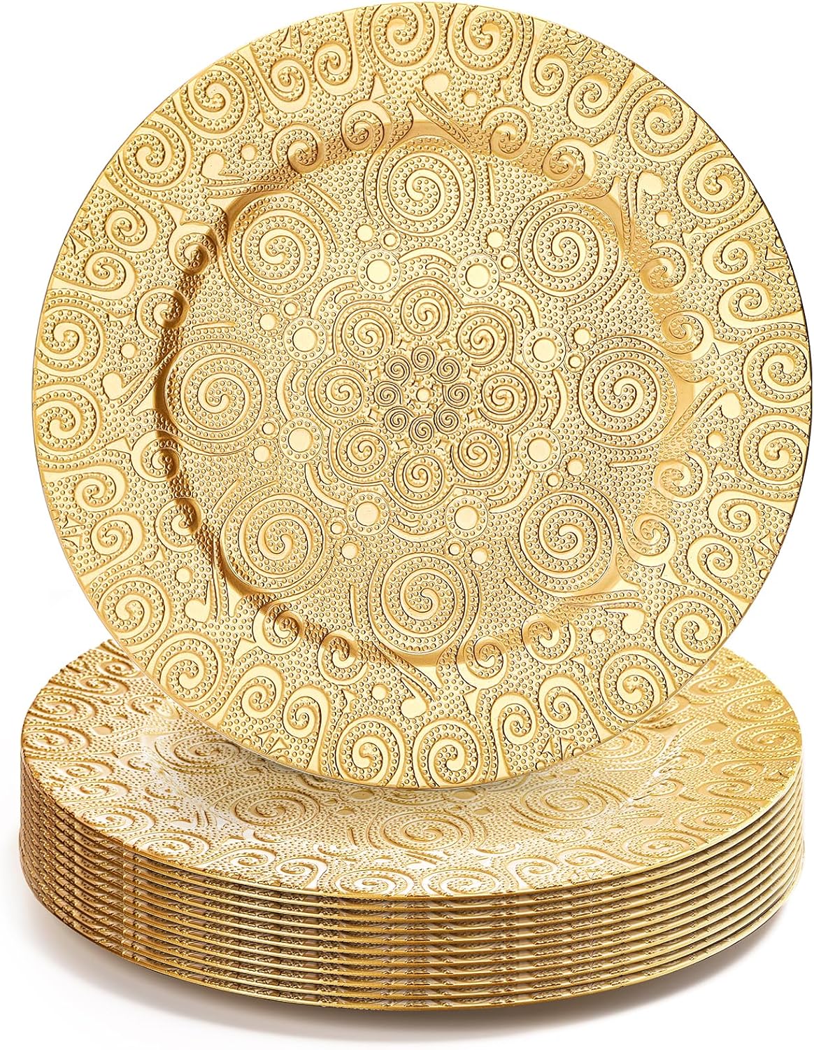 Phoenix Pattern Gold Charger Plates - Elegant Event Must-Have