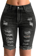 Roswear Women's Distressed Knee Length Ripped Jean Shorts Review