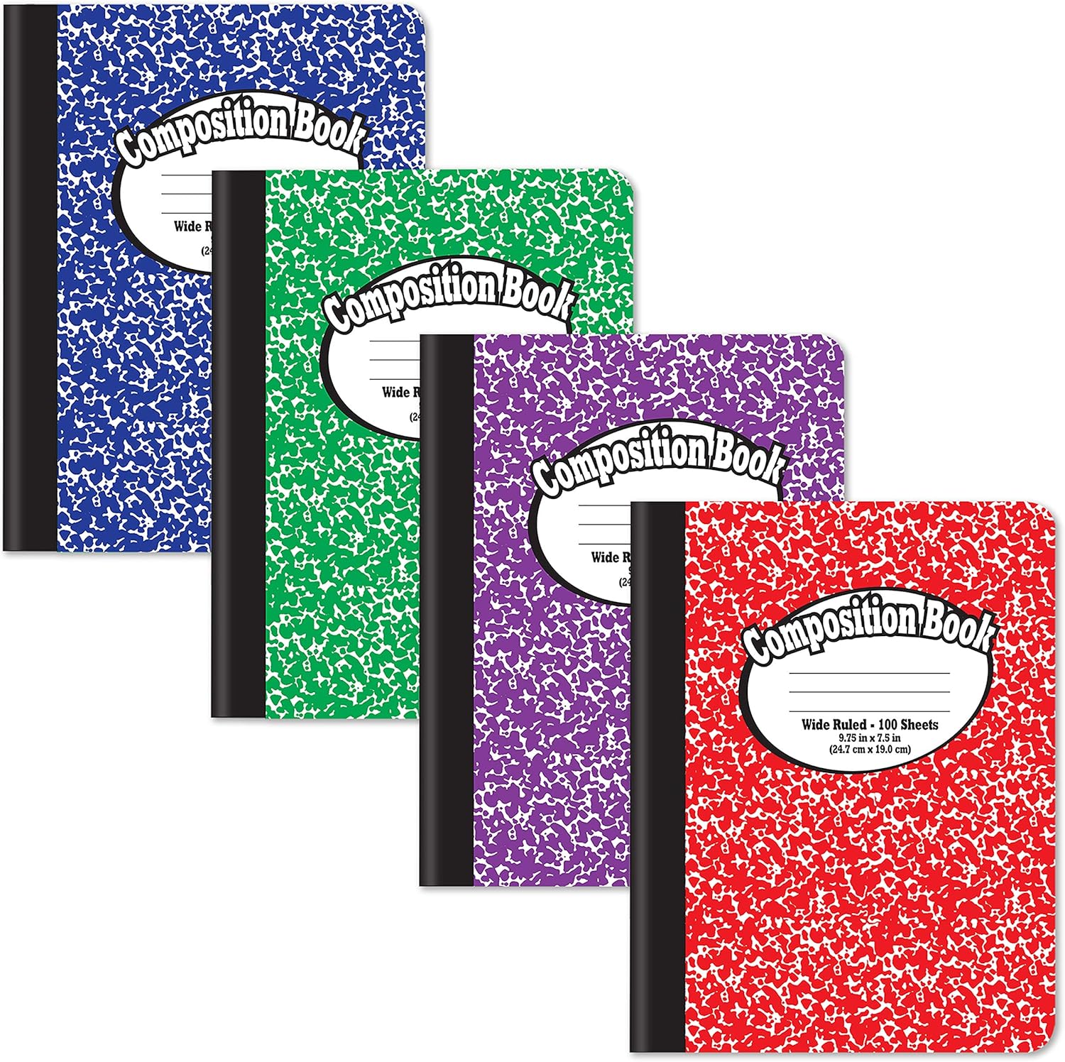 Hardcover Wide Ruled Composition Notebooks - 4 Pack