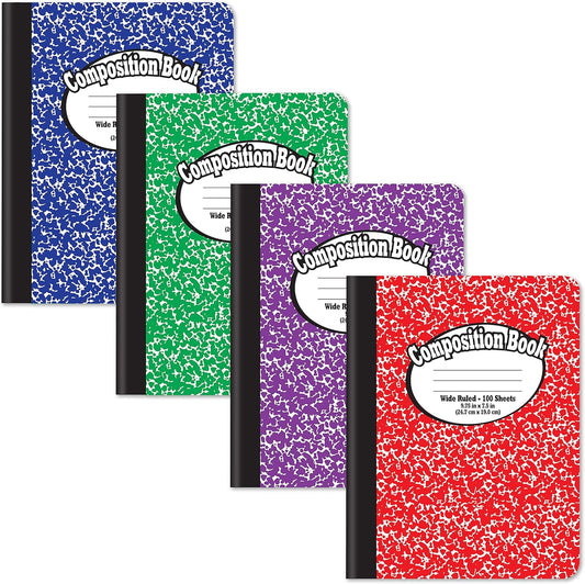 Hardcover Wide Ruled Composition Notebooks - 4 Pack