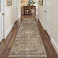 Runner Rug 2x10 Vintage Brown - Machine Washable Low Pile Runner