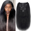 28 Inch Kinky Straight Clip In Hair Extensions - Natural Blend