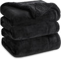 King Size Sherpa Fleece Blanket Black - Thick, Warm King Bed Throw