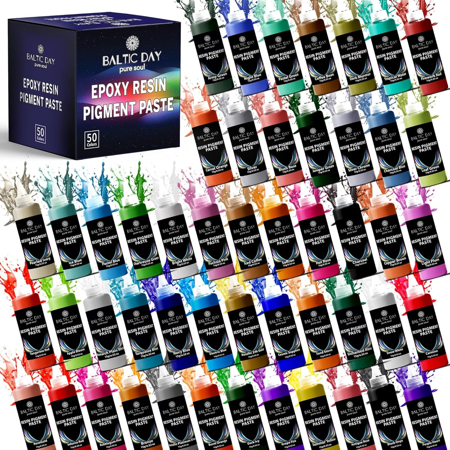 50 Color Pigment Paste for Epoxy Resin - Vibrant & UV-Resistant