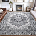 Noahas Grey 5x7 Area Rug - Vintage Machine Washable Low Pile Rug