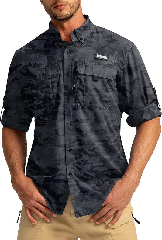 Men's Sun Protection Fishing Shirts with UPF50+ for Outdoor Use