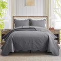 Twin Embossed Quilt Bedspread Set Grey - Twin 68 x 86 in