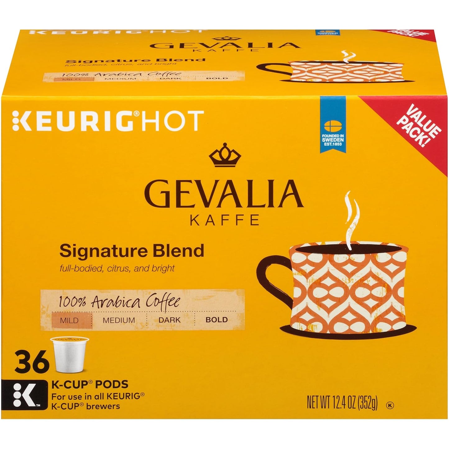 Gevalia Signature Blend Mild Roast K-Cup Coffee Pods for Flavor