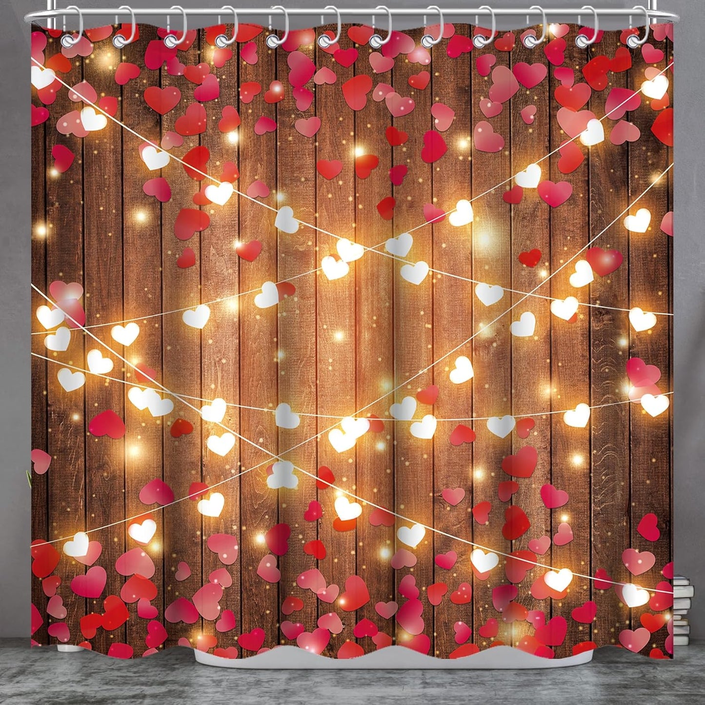 Romantic Red Love Heart Shower Curtain - 72x72inch