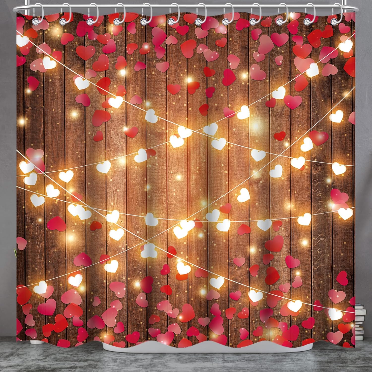 Romantic Red Love Heart Shower Curtain - 72x72inch