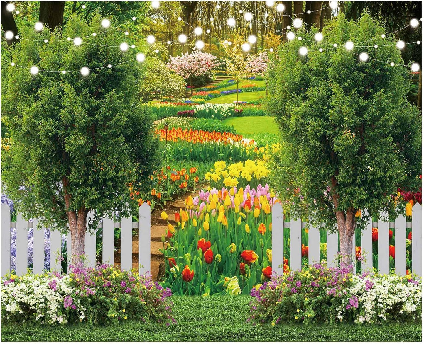 Funnytree 118in x 95in Spring Backdrop for Kids Birthday Parties