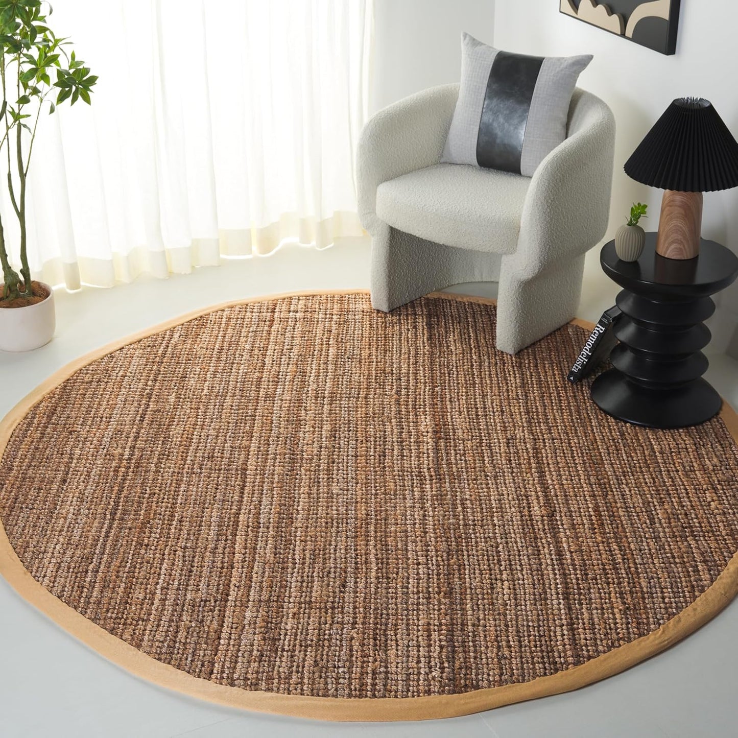 Handmade Jute Area Rug 9ft Round - Natural Fiber Collection