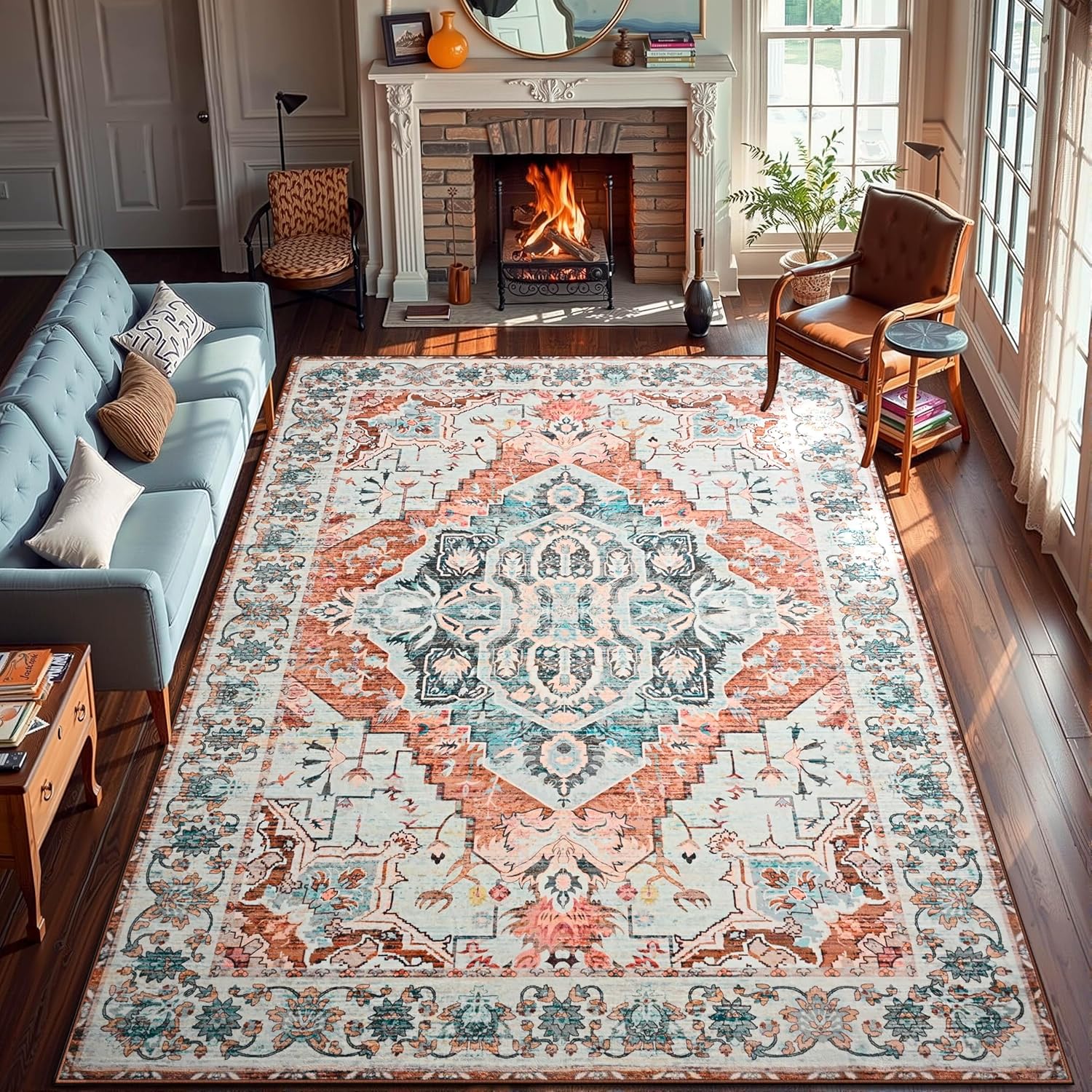 YJ.GWL 9x12 Area Rugs for Living Room, Soft Vintage Design