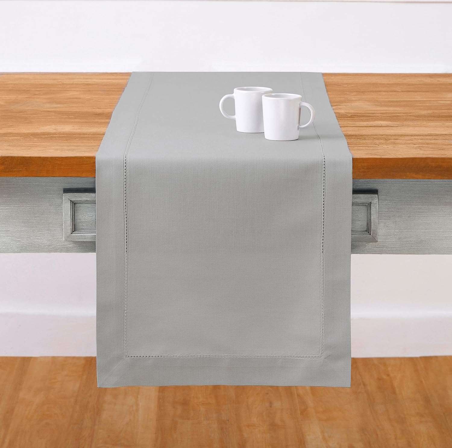 Light Grey Cotton Linen Table Runner for Elegant Dining Spaces