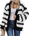 KIRUNDO Chunky Color Block Cable Knit Cardigan - Cozy Layering