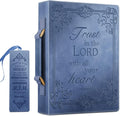 Large Bible Cover with Handle Blue - Protective Vegan Leather Case