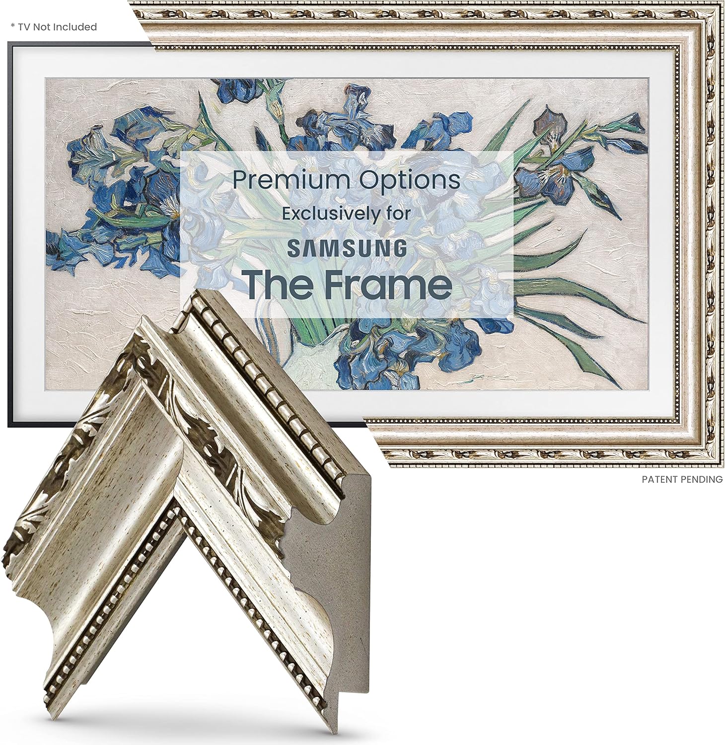 Ornate Silver Samsung Frame TV Frame - 55 | Frame My TV