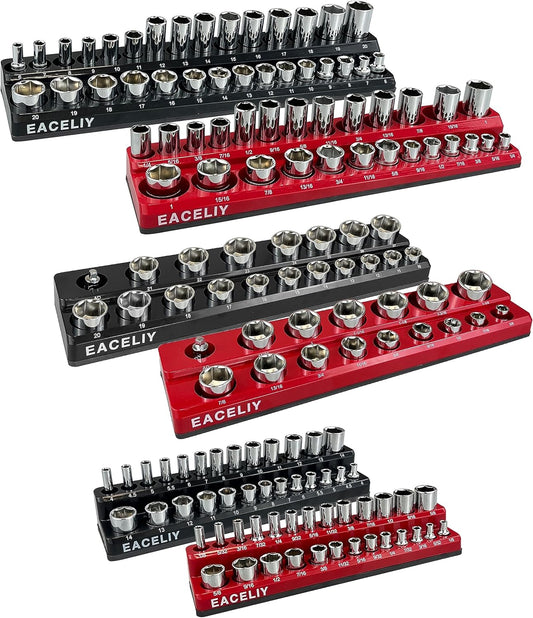 6-Piece Magnetic Socket Organizer Set for Deep & Shallow Sockets