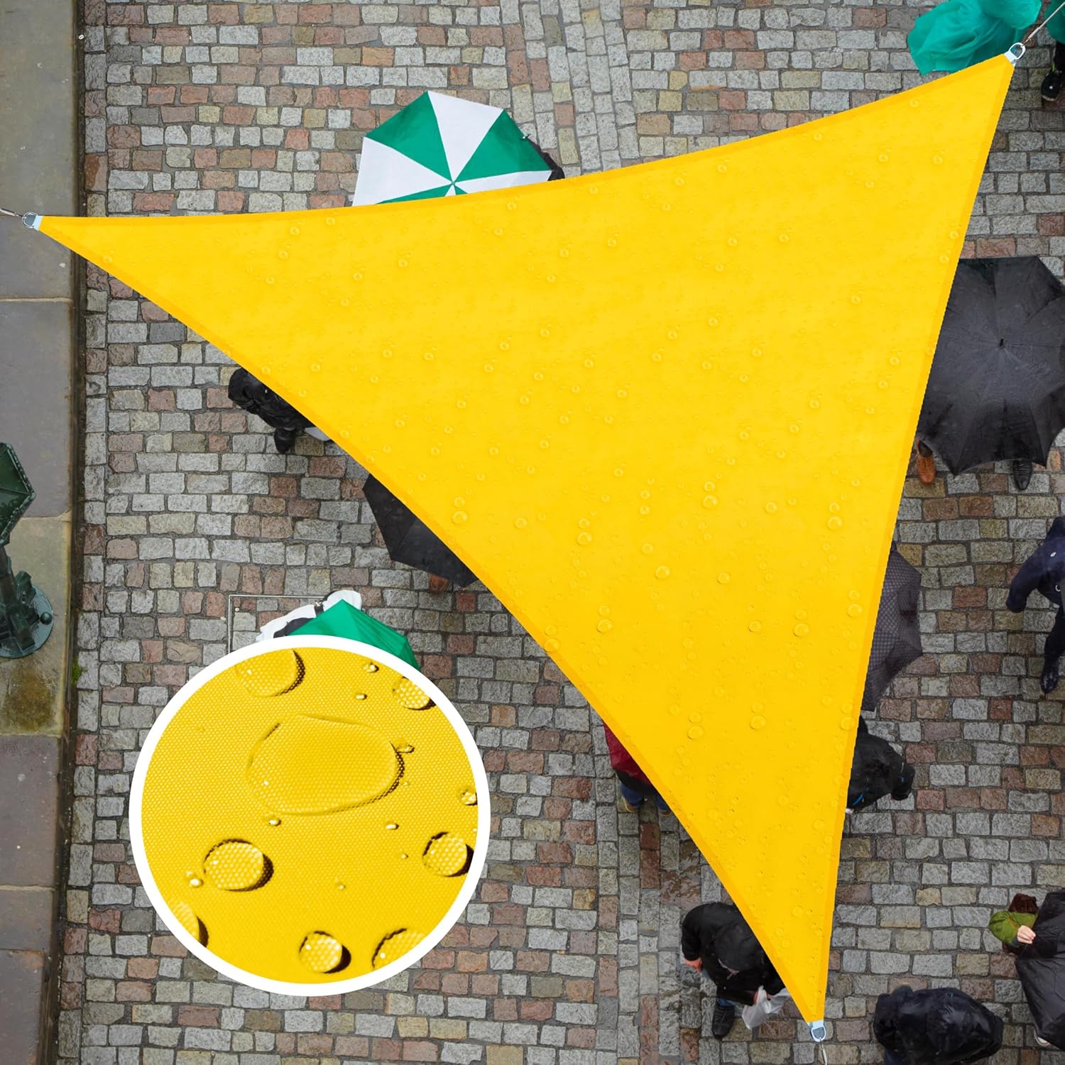 Custom Size Yellow Triangle Waterproof Sun Shade Sail for Outdoors