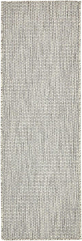 Light Gray/Ivory 2 ft x 6 ft Runner Outdoor Indoor Rug - Transitional