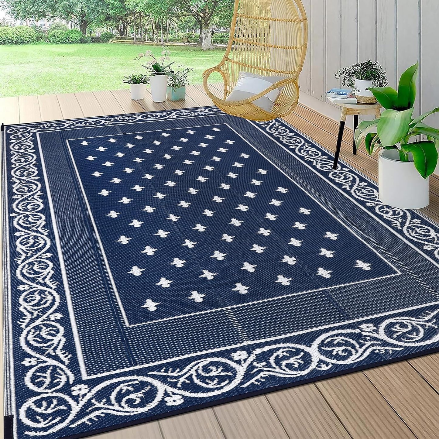 Pauwer Waterproof Outdoor Rug 8x10 for Patio and Camping