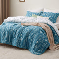 Full Comforter Set Teal Blue - Reversible Floral Comforter