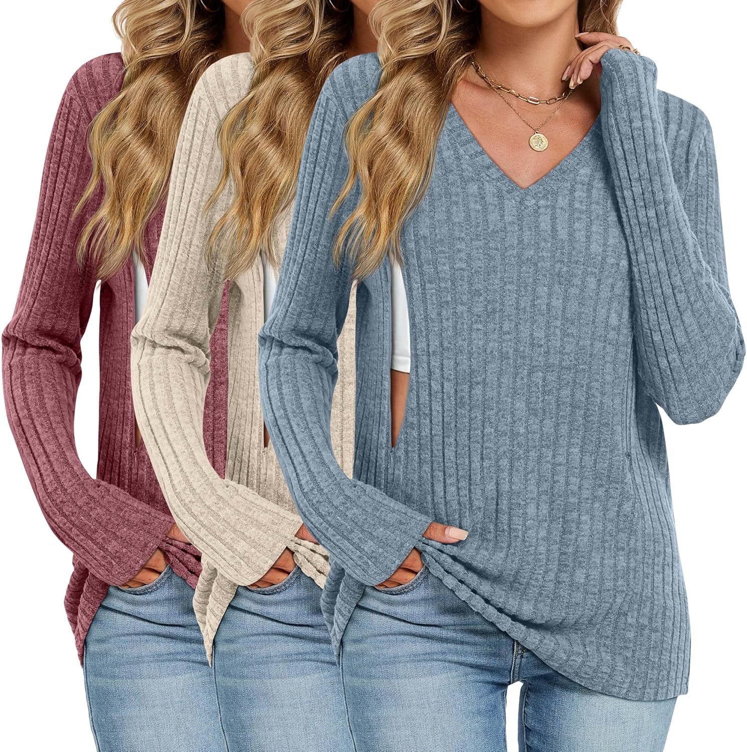 3 Pack Women's Maternity Nursing Tops for Comfortable Feeding